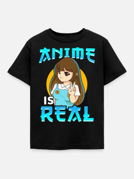 Anime Manga ist echt - Kinder T-Shirt - Schwarz