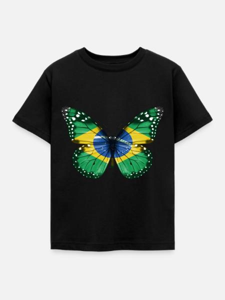 Schmetterlingsflagge Von Brasilien - Kinder T-Shirt - Schwarz