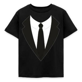 Anzug Kostüm Karneval Kravatte Fasching JGA - Kinder T-Shirt - Schwarz - Vorne - AI Model Kid Female (0cm)