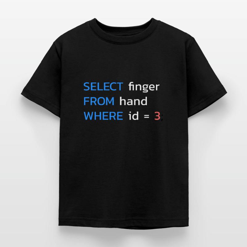 Lustiges SQL Mittelfinger Programmierer Kinder T-Shirt