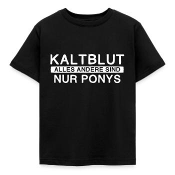 Kaltblut Pony | Reiter Sprüche Stall Geschenk - Kinder T-Shirt - Schwarz - Vorne - AI Model Kid Female (0cm)