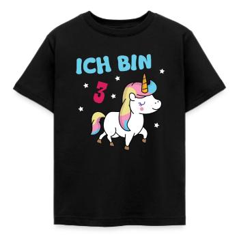 Unicorn girl 3 years third birthday - Kids' T-Shirt - black - Front - AI Model Kid Female (0cm)