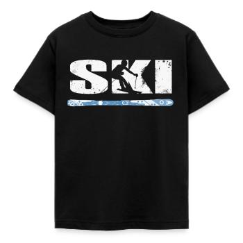 Skiing Skiing - Kids' T-Shirt - black - Front - AI Model Kid Female (0cm)