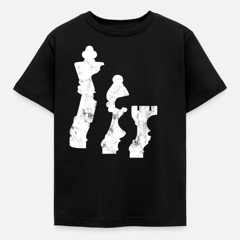 Chess chess pieces shadow - Kids' T-Shirt - black