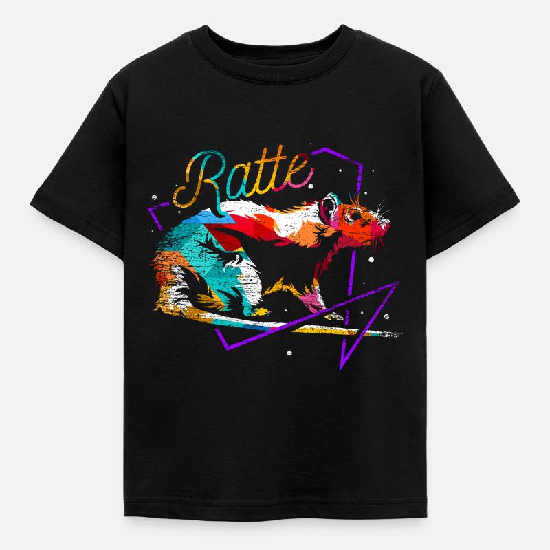 Rat polygon - Kids' T-Shirt - black