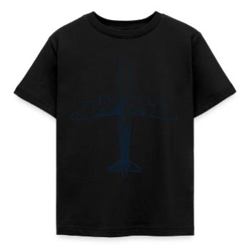 Flugzeug Berg Luft Bundeswehr Fliegen Geschenk - Kinder T-Shirt - Schwarz - Vorne - AI Model Kid Female (0cm)