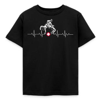 Switzerland Swiss Cross Swinging Heartbeat - Kids' T-Shirt - black - Front - AI Model Kid Female (0cm)