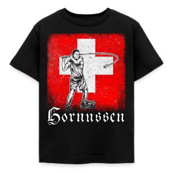 Schweiz Hornussen Nationalsport Tradition - Kinder T-Shirt - Schwarz - Vorne - AI Model Kid Female (0cm)