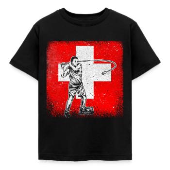 Schweiz Hornussen Nationalsport Tradition - Kinder T-Shirt - Schwarz - Vorne - AI Model Kid Female (0cm)
