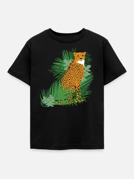 Dschungle Tier Gepard - Kinder T-Shirt - Schwarz