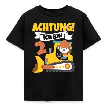 Kindergeburtstag 2 Jahre Kinder Geschenk Baustelle - Kinder T-Shirt - Schwarz - Vorne - AI Model Kid Female (0cm)