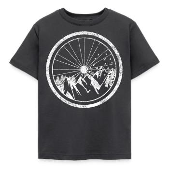 Mountainbike - Kinder T-Shirt - Dunkelgrau - Vorne - AI Model Kid Female (0cm)