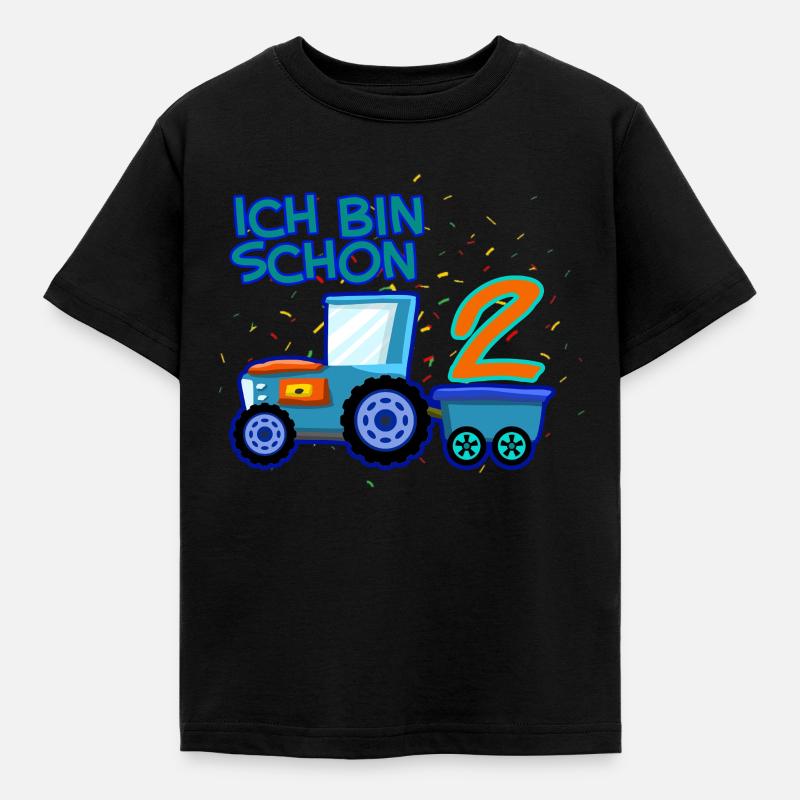 Traktor Ich Bin Schon 2 Geburtstag - Kinder T-Shirt - Schwarz