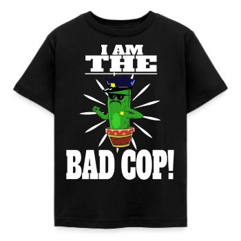 Bad Cop Kaktus Polizist Polizei - Kinder T-Shirt - Schwarz - Vorne - AI Model Kid Female (0cm)