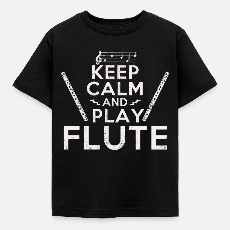 Keep Calm Flute Player Flutist Flute Gift Idea - Kids' T-Shirt - black