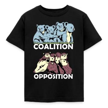 Koala coalition opossum opposition animals zoo - Kids' T-Shirt - black - Front - AI Model Kid Female (0cm)