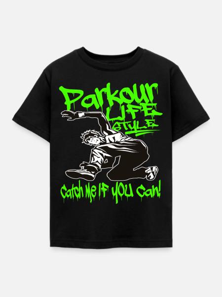 Parkour Lifestyle Green Freerunner Graffiti - T-shirt barn - svart