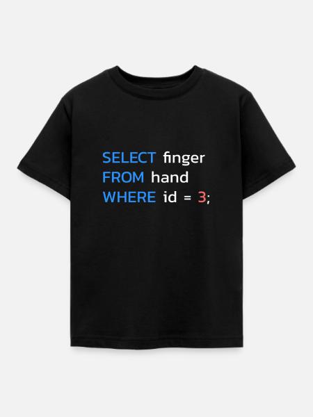 Lustiges SQL Mittelfinger Programmierer - Kinder T-Shirt - Schwarz