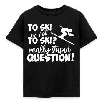 To ski or not ski - Kids' T-Shirt - black - Front - AI Model Kid Female (0cm)