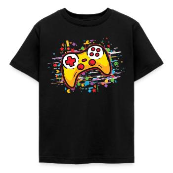 Gaming Controller Konsole Gamer Videogames History - Kinder T-Shirt - Schwarz - Vorne - AI Model Kid Female (0cm)
