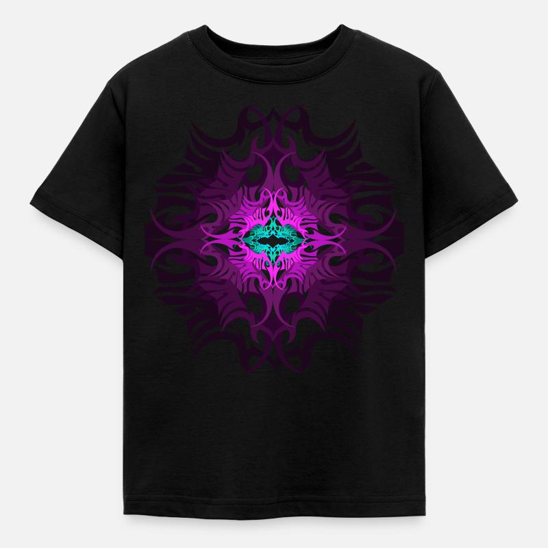 Psychedelic Mandala Pattern Tribal Pink Goa - Kids' T-Shirt - black