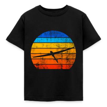 Segelfliegen Segelflugzeug Sonnenuntergang - Kinder T-Shirt - Schwarz - Vorne - AI Model Kid Female (0cm)