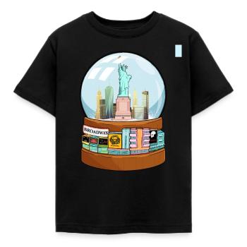 New York Broadway Schneekugel Lustiges Geschenk - Kinder T-Shirt - Schwarz - Vorne - AI Model Kid Female (0cm)