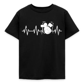 Schlagzeug Herzschlag Schlagzeuger Geschenkidee - Kinder T-Shirt - Schwarz - Vorne - AI Model Kid Female (0cm)