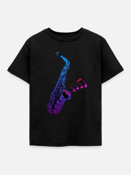 Saxophon - Kinder T-Shirt - Schwarz