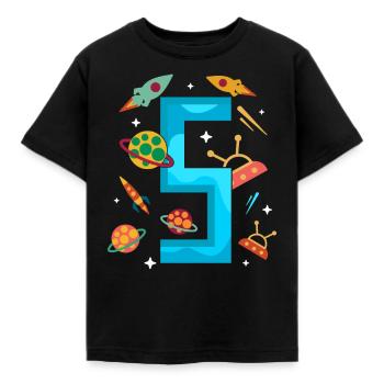 5 anniversaire cadeau d’anniversaire espace espace - T-shirt Enfant - noir - Devant - AI Model Kid Female (0cm)