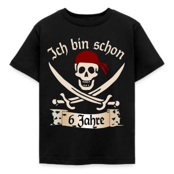 Pirat Ich bin schon 6 Jahre Piraten Motiv Sebel - Kinder T-Shirt - Schwarz - Vorne - AI Model Kid Female (0cm)