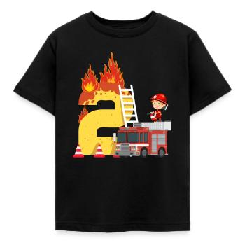 Feuerwehrauto 2. Geburtstag Geburtstagsgeschenk - Kinder T-Shirt - Schwarz - Vorne - AI Model Kid Female (0cm)