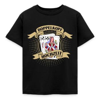 Doppelkopf Hochzeit Kartenspiel - Kinder T-Shirt - Schwarz - Vorne - AI Model Kid Female (0cm)