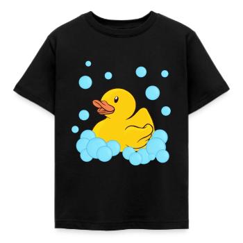 Badeente Gummiente - Kinder T-Shirt - Schwarz - Vorne - AI Model Kid Female (0cm)