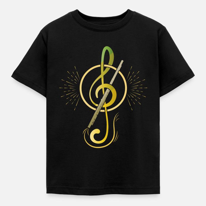 Querflöte - Kinder T-Shirt - Schwarz