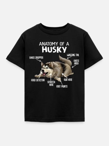 Anatomie eines Husky Hund - Kinder T-Shirt - Schwarz