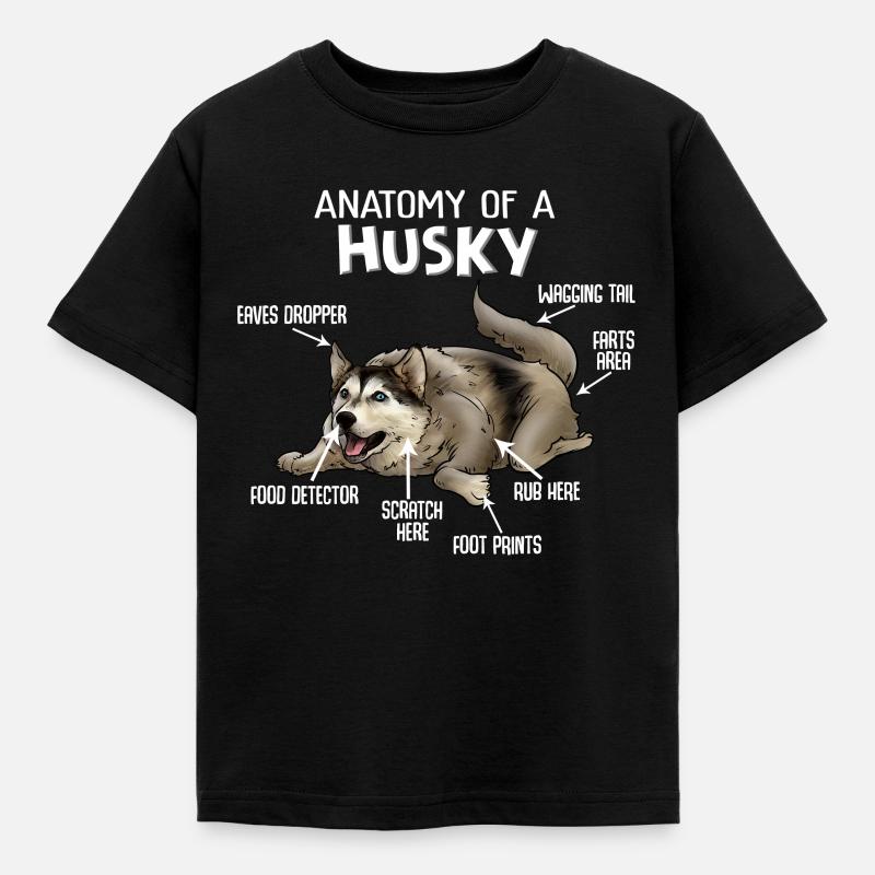 Anatomie eines Husky Hund - Kinder T-Shirt - Schwarz