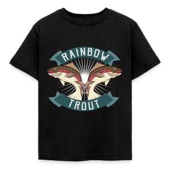 Rainbow trout, trout fishing - Kids' T-Shirt - black - Front - AI Model Kid Female (0cm)