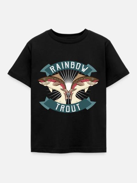 Regenbogenforelle, Forellen angeln - Kinder T-Shirt - Schwarz