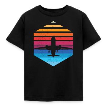 Flugzeug - Kinder T-Shirt - Schwarz - Vorne - AI Model Kid Female (0cm)