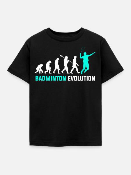 Badminton Evolution - Kinder T-Shirt - Schwarz