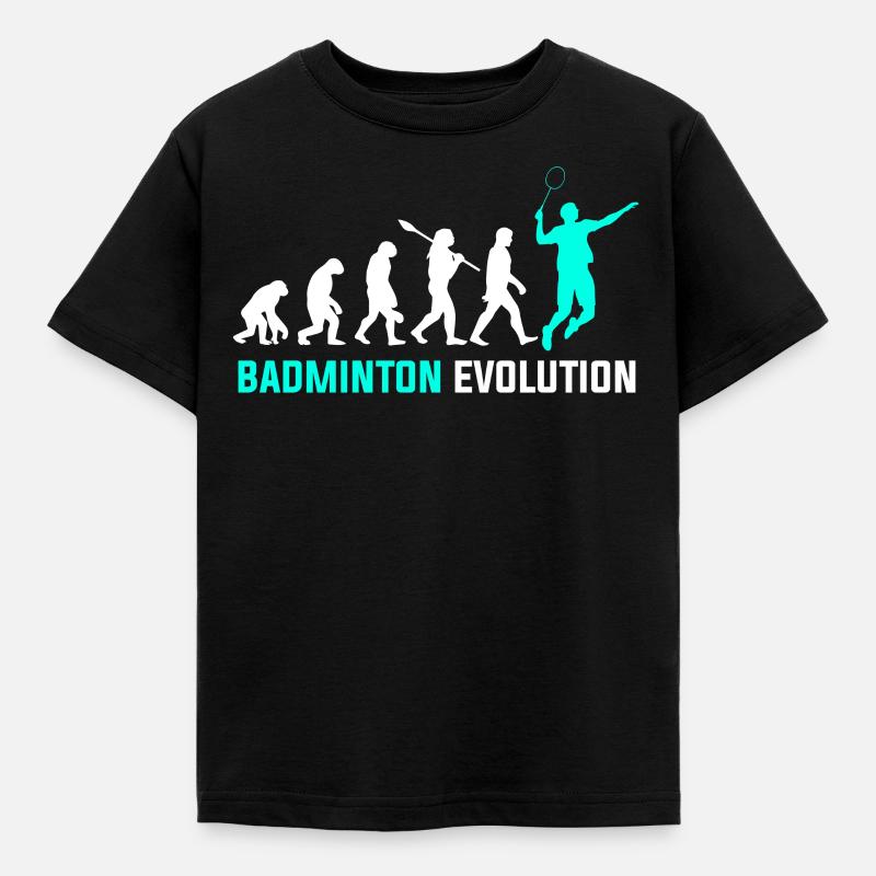 Badminton Evolution - Kinder T-Shirt - Schwarz