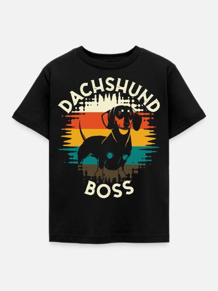 Dachshund Boss Hund Vierbeiner - Kinder T-Shirt - Schwarz