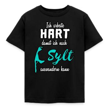 Ich arbeite für Sylt Spruch - Kinder T-Shirt - Schwarz - Vorne - AI Model Kid Female (0cm)