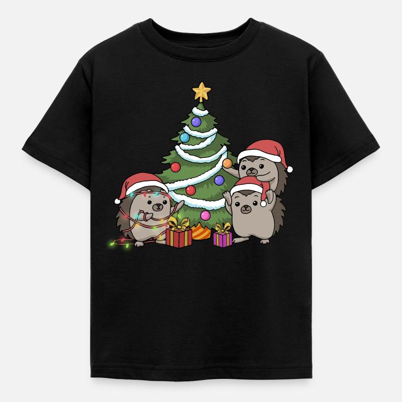 Weihnachten Igel Weihnachtsbaum Schmücken Advent - Kinder T-Shirt - Schwarz