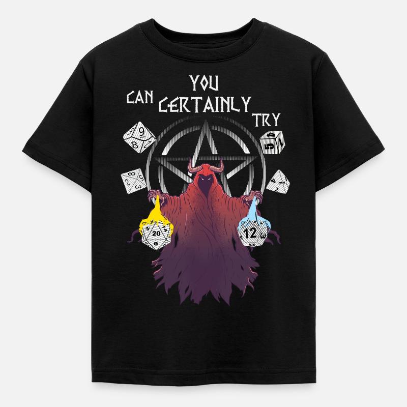 RPG Dice D20 Role Playing Dice Dragons Pentagram - Kids' T-Shirt - black