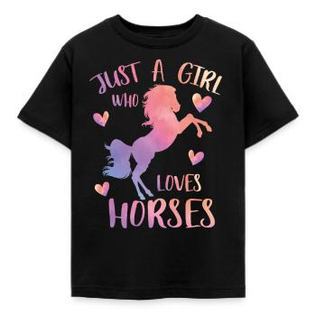 Juste une fille qui aime les chevaux - T-shirt Enfant - noir - Devant - AI Model Kid Female (0cm)