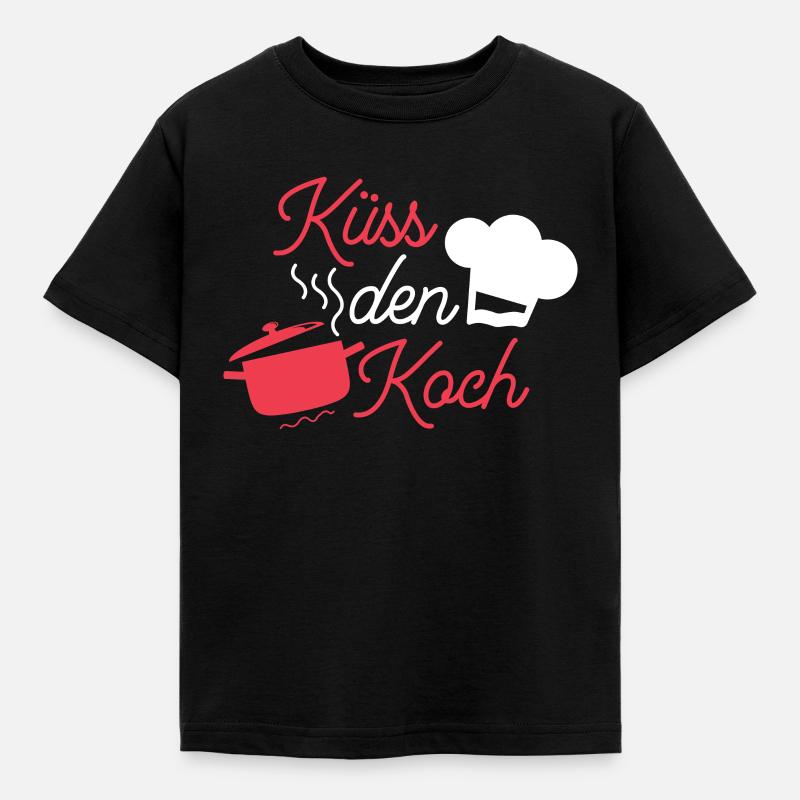 Küss den Koch - Kinder T-Shirt - Schwarz