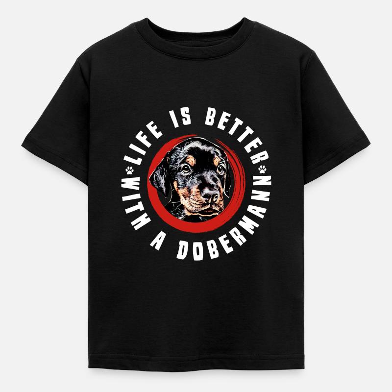 Dobermann Welpe - Kinder T-Shirt - Schwarz