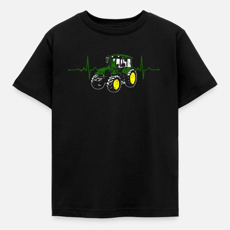 Herzschlag Traktor - Kinder T-Shirt - Schwarz